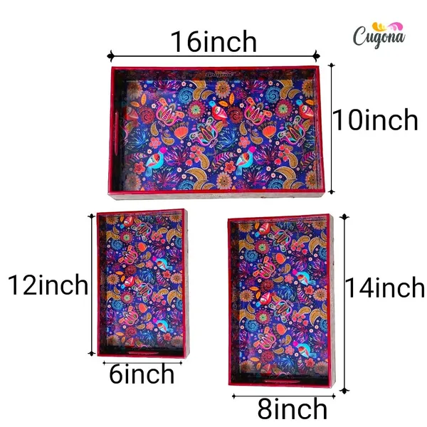 Wooden_Serving_Tray_with_Gold_Engraving_|_Set_of_3_|_Size_:_16_x_10_inch,_14_x_8_inch_&_12_x_6_inch_|_Enamel_Coated_Waterproof_|_Rectangular_|_Decorative_Trays_(Redbirds)