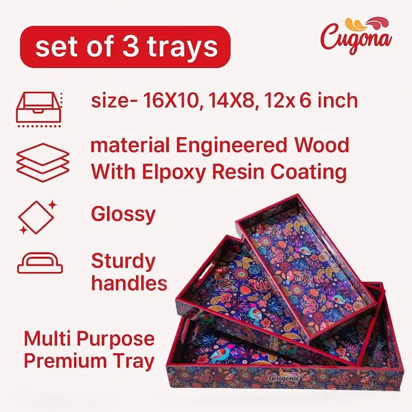 Wooden_Serving_Tray_with_Gold_Engraving_|_Set_of_3_|_Size_:_16_x_10_inch,_14_x_8_inch_&_12_x_6_inch_|_Enamel_Coated_Waterproof_|_Rectangular_|_Decorative_Trays_(Redbirds)
