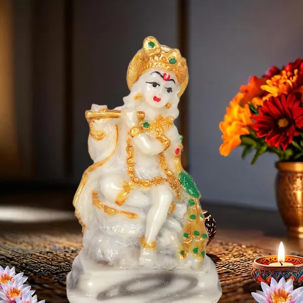 Krishna_Idol_for_Home_Pooja_-_3.5_Inch_Polyresin_Krishna_Figurine_Lord_Krishna_Marble_dust_Statue,_Kanha_ji_Murti_Playing_Flute_for_Temple_Pooja,Decor.