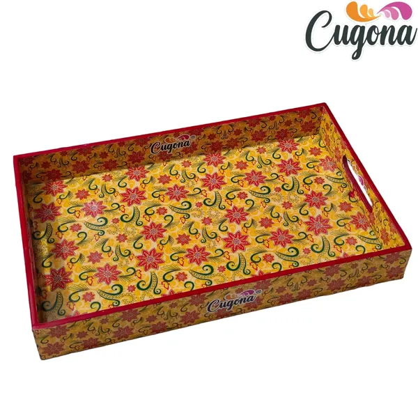 Wooden_Serving_Tray_with_Gold_Engraving_|_Set_of_3_|_Size_:_16_x_10_inch,_14_x_8_inch_&_12_x_6_inch_|_Enamel_Coated_Waterproof_|_Rectangular_|_Decorative_Trays_(Yellow_Floral)