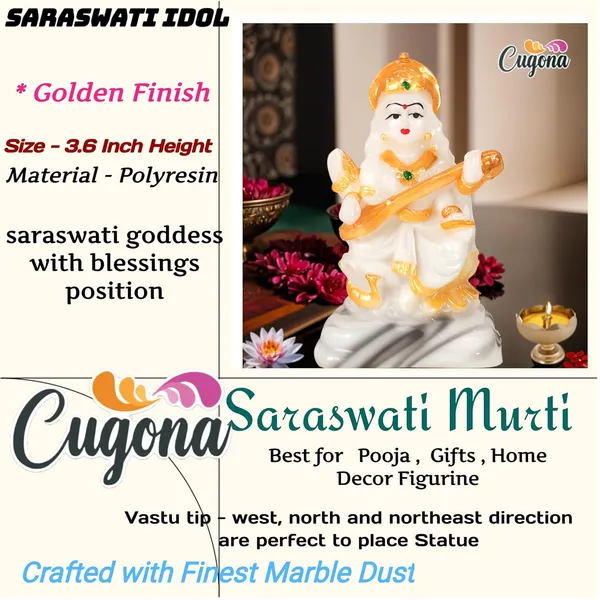 4inch-_Saraswati_Murti_for_Home_Pooja_-Polyresin_Statue_|_9_cm_Height_|_Vastu_&_Decorative_Benefits|_Devi_maa_murti_-_Saraswati_MATA_Marble_Idol_Devi_maa_Sharda_Statue_Idol_Marble_dust
