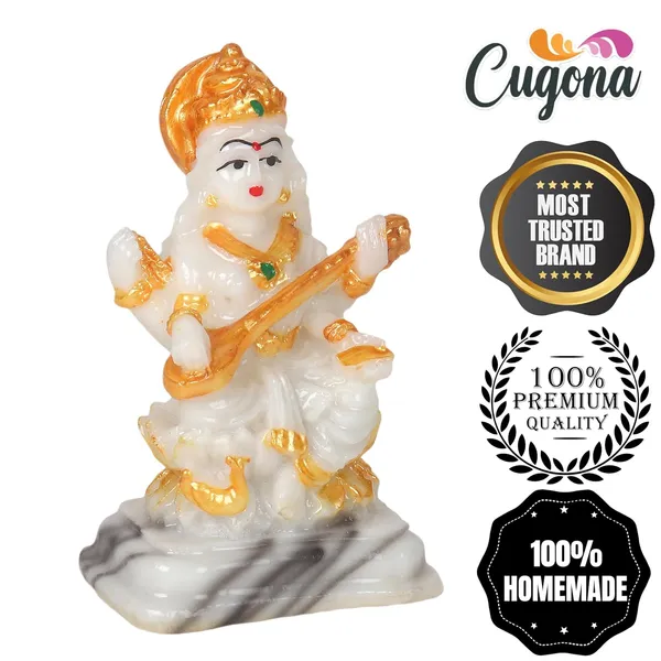 4inch-_Saraswati_Murti_for_Home_Pooja_-Polyresin_Statue_|_9_cm_Height_|_Vastu_&_Decorative_Benefits|_Devi_maa_murti_-_Saraswati_MATA_Marble_Idol_Devi_maa_Sharda_Statue_Idol_Marble_dust