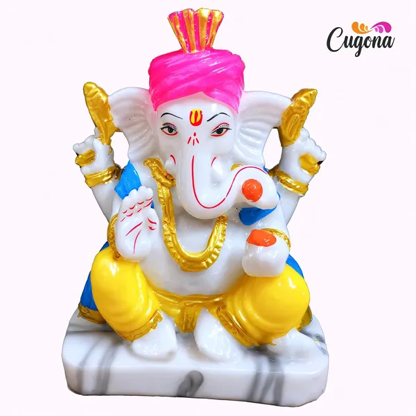 Ganesh_Idol_for_Home_5-inch_Polyresin_Ganesha_Murti_for_Pooja,_Ganesh_Idol_Marble_dust__White_&_Golden_Ganpati_Statue,_Ganesh_Ji_murti_for_Good_Fortune