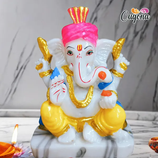 Ganesh_Idol_for_Home_5-inch_Polyresin_Ganesha_Murti_for_Pooja,_Ganesh_Idol_Marble_dust__White_&_Golden_Ganpati_Statue,_Ganesh_Ji_murti_for_Good_Fortune