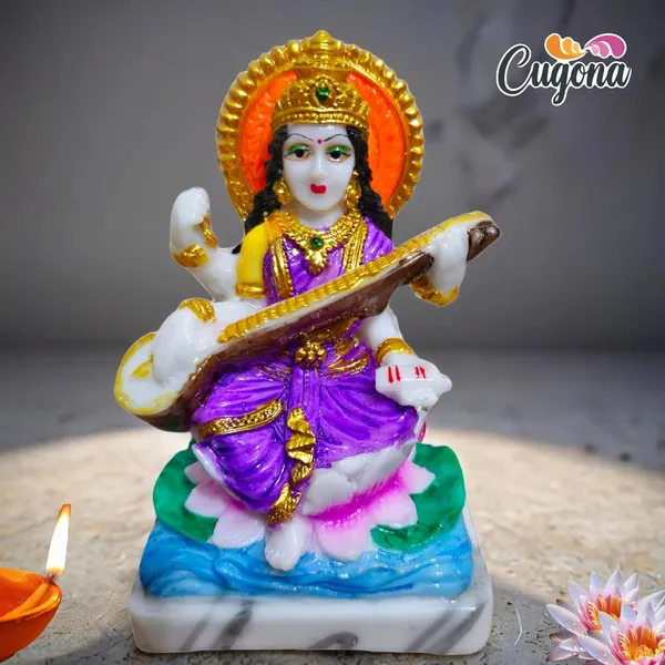 Saraswati_Idol_-Polyresin_Statue_|_13_cm_Height_|_Vastu_&_Decorative_Benefits_|_Ideal_for_Home,_Office,_and_Festive_Decor,_Saraswati_maa_murti_-_5_inch_Saraswati_MATA_Marble_ido-