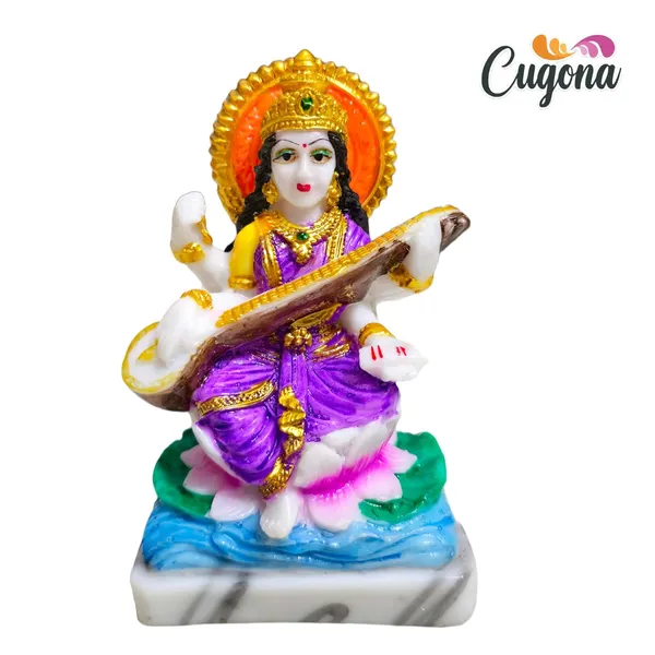Saraswati_Idol_-Polyresin_Statue_|_13_cm_Height_|_Vastu_&_Decorative_Benefits_|_Ideal_for_Home,_Office,_and_Festive_Decor,_Saraswati_maa_murti_-_5_inch_Saraswati_MATA_Marble_ido-