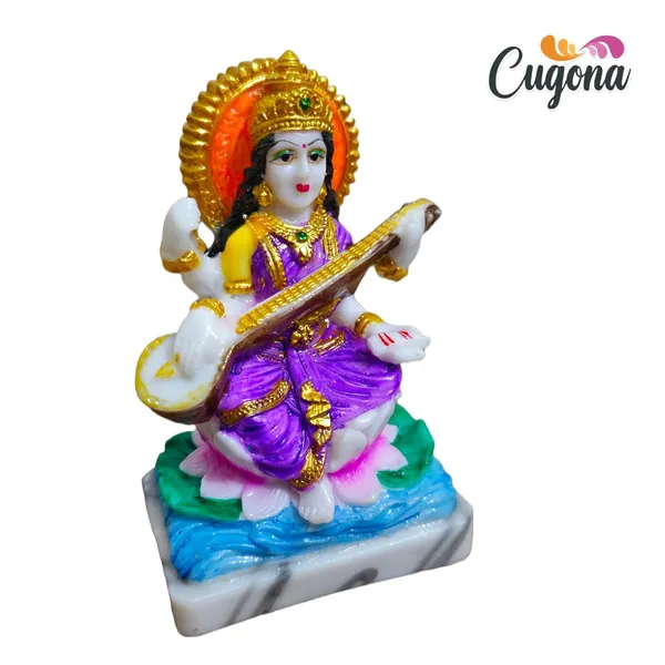 Saraswati_Idol_-Polyresin_Statue_|_13_cm_Height_|_Vastu_&_Decorative_Benefits_|_Ideal_for_Home,_Office,_and_Festive_Decor,_Saraswati_maa_murti_-_5_inch_Saraswati_MATA_Marble_ido-