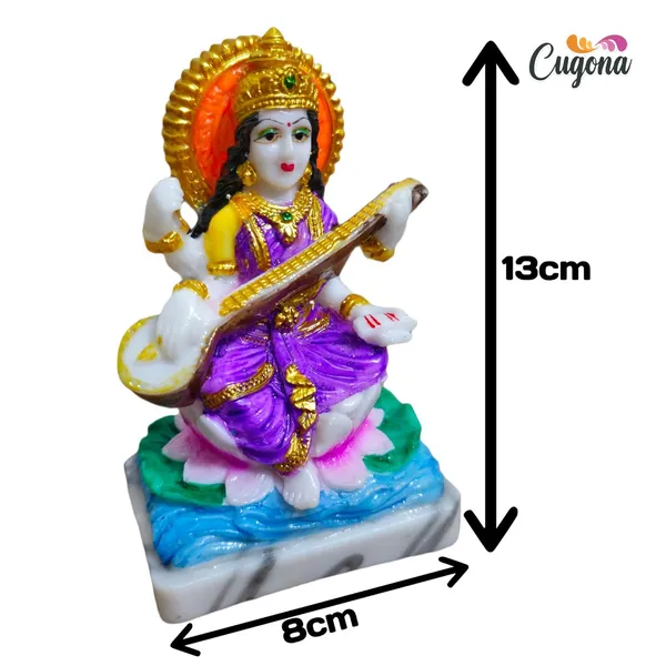 Saraswati_Idol_-Polyresin_Statue_|_13_cm_Height_|_Vastu_&_Decorative_Benefits_|_Ideal_for_Home,_Office,_and_Festive_Decor,_Saraswati_maa_murti_-_5_inch_Saraswati_MATA_Marble_ido-