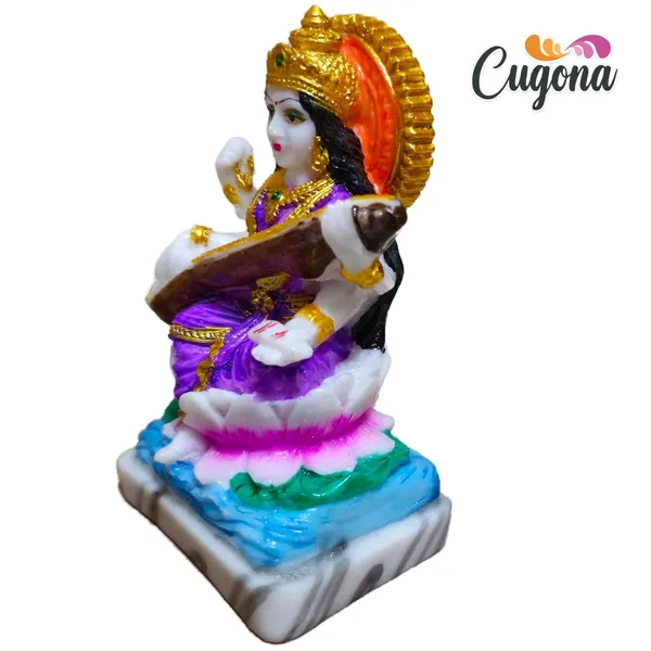 Saraswati_Idol_-Polyresin_Statue_|_13_cm_Height_|_Vastu_&_Decorative_Benefits_|_Ideal_for_Home,_Office,_and_Festive_Decor,_Saraswati_maa_murti_-_5_inch_Saraswati_MATA_Marble_ido-