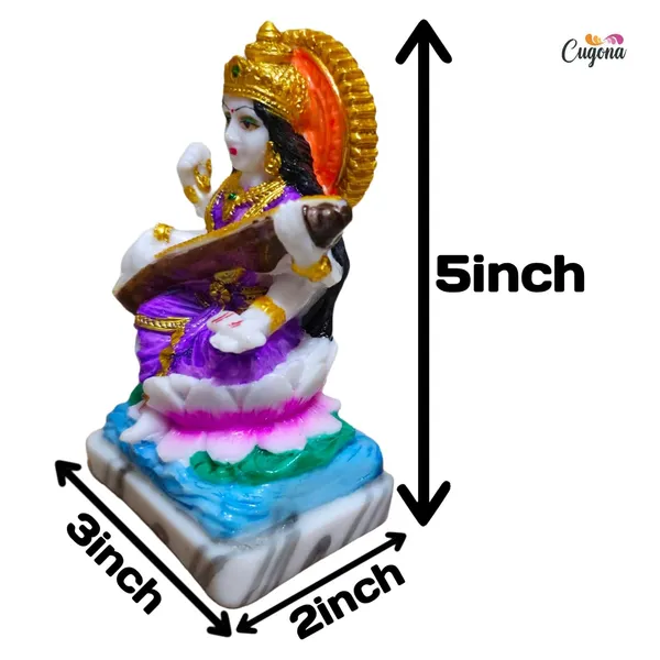 Saraswati_Idol_-Polyresin_Statue_|_13_cm_Height_|_Vastu_&_Decorative_Benefits_|_Ideal_for_Home,_Office,_and_Festive_Decor,_Saraswati_maa_murti_-_5_inch_Saraswati_MATA_Marble_ido-