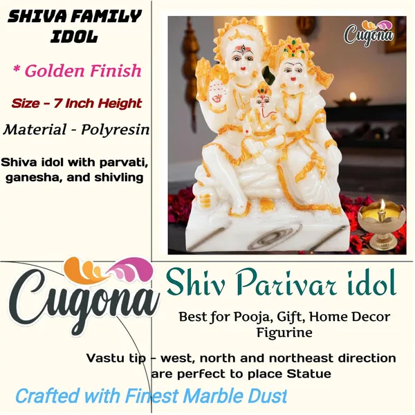 7_INCH_Shiv_Parivar_Idol_Home_Pooja_Marble_Polyresin_|_Lord_Shiva,_Parvati,_Ganesha_murti,_Decor,_and_Gifting_Shiv_Parivar_Murti,_Home_Pooja,_Shiv_parivar_Statue_-Office_Decor_Statue