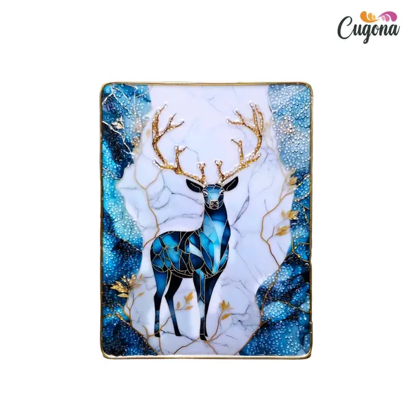 3D_Blue_Deer_photo_frame_Crystal_stone_with_golden_Border_-_epoxy_resin_Coated_13x10_inch_golden_crystal_Wall_Painting_for_decoration_|_deer_vastu_Painting_for_living_room_wall_decor
