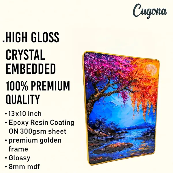 Scenery_Wall_photo_frame_crystal_13x10_inch_with_golden_border-_Luxury_epoxy_Resin_coated_|_Painting_for_Wall_Decor