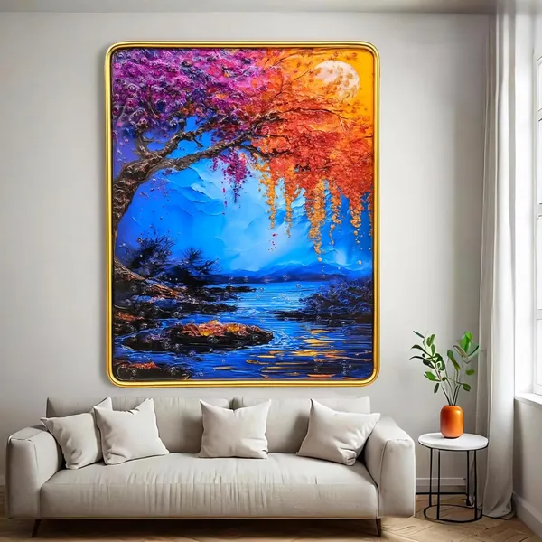 Scenery_Wall_photo_frame_crystal_13x10_inch_with_golden_border-_Luxury_epoxy_Resin_coated_|_Painting_for_Wall_Decor
