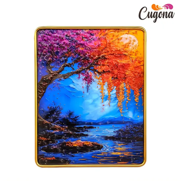 Scenery_Wall_photo_frame_crystal_13x10_inch_with_golden_border-_Luxury_epoxy_Resin_coated_|_Painting_for_Wall_Decor