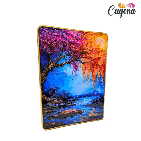 Scenery_Wall_photo_frame_crystal_13x10_inch_with_golden_border-_Luxury_epoxy_Resin_coated_|_Painting_for_Wall_Decor