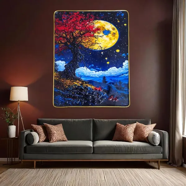 Golden_Moon_Tree_Wall_Painting_crystal_13x10_inch_with_golden_border-_Luxury_Resin_Tree_Wall_Decor-_Wall_Decor_photo_Frame_with_crstyal