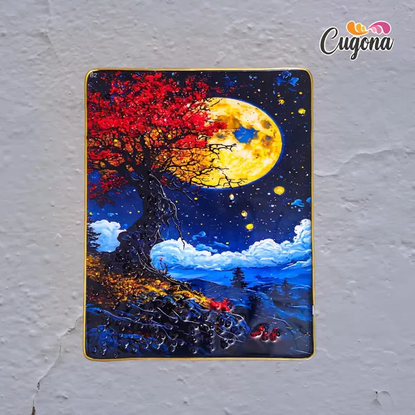 Golden_Moon_Tree_Wall_Painting_crystal_13x10_inch_with_golden_border-_Luxury_Resin_Tree_Wall_Decor-_Wall_Decor_photo_Frame_with_crstyal
