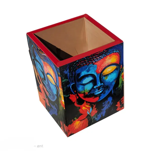 wooden_cutlery_stand_|Wood_Pen_Holder_Desk_Pencil_buddha_design_pen_holder_Organizer_Cup_for_Desktop_Pens_Stand_Holder_Office_|_multipurpose_holder_in_engineered_wood,_enamel_Coated