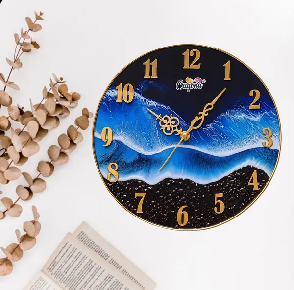 Premium_Resin_Wall_Clock_for_Home_12_inch,_Silent_Sweep_Movement,_Crystal_Stones,_Golden_Border,_Modern_Ocean_Wave_Design_Big_Wall_Clock_for_Living_Room_Hotel_Resin_Clock_for_Living_Room