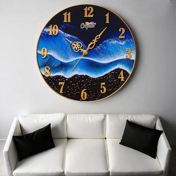 Premium_Resin_Wall_Clock_for_Home_12_inch,_Silent_Sweep_Movement,_Crystal_Stones,_Golden_Border,_Modern_Ocean_Wave_Design_Big_Wall_Clock_for_Living_Room_Hotel_Resin_Clock_for_Living_Room