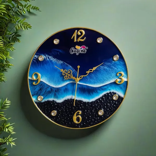 Premium_Resin_Wall_Clock_for_Home_12_inch,_Silent_Sweep_Movement,_Crystal_Stones,_Golden_Border,_Modern_Ocean_Wave_Design_Big_Wall_Clock_for_Bedroom_Hotel_Resin_Clock_for_Living