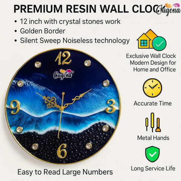 Premium_Resin_Wall_Clock_for_Home_12_inch,_Silent_Sweep_Movement,_Crystal_Stones,_Golden_Border,_Modern_Ocean_Wave_Design_Big_Wall_Clock_for_Bedroom_Hotel_Resin_Clock_for_Living