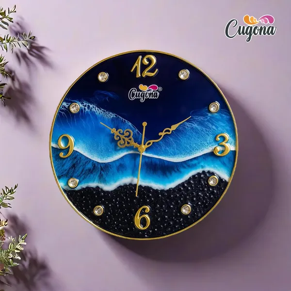 Premium_Resin_Wall_Clock_for_Home_12_inch,_Silent_Sweep_Movement,_Crystal_Stones,_Golden_Border,_Modern_Ocean_Wave_Design_Big_Wall_Clock_for_Bedroom_Hotel_Resin_Clock_for_Living