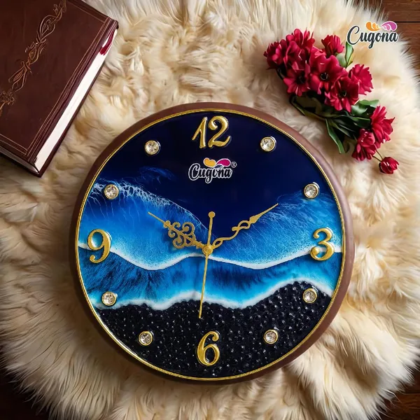 Premium_Resin_Wall_Clock_for_Home_12_inch,_Silent_Sweep_Movement,_Crystal_Stones,_Golden_Border,_Modern_Ocean_Wave_Design_Big_Wall_Clock_for_Bedroom_Hotel_Resin_Clock_for_Living