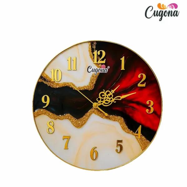 Premium_resin_Wall_Clock_for_home_Crystal_Stones_12_inch_Golden_Border,_Silent_Sweep_Movemen_Modern_red_Ocean_Wave_Design_big_Wall_clock_for_living_room_hotel_resin_wall_clock_big_size_for_living_room