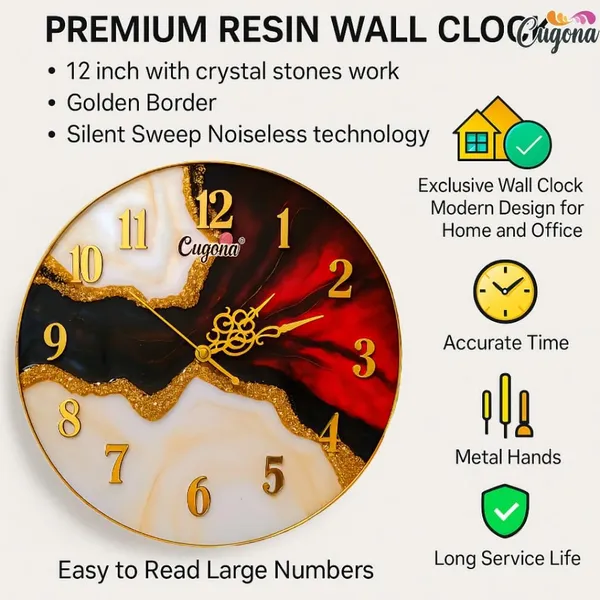 Premium_resin_Wall_Clock_for_home_Crystal_Stones_12_inch_Golden_Border,_Silent_Sweep_Movemen_Modern_red_Ocean_Wave_Design_big_Wall_clock_for_living_room_hotel_resin_wall_clock_big_size_for_living_room