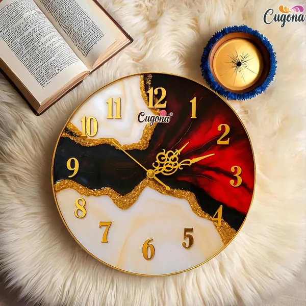 Premium_resin_Wall_Clock_for_home_Crystal_Stones_12_inch_Golden_Border,_Silent_Sweep_Movemen_Modern_red_Ocean_Wave_Design_big_Wall_clock_for_living_room_hotel_resin_wall_clock_big_size_for_living_room