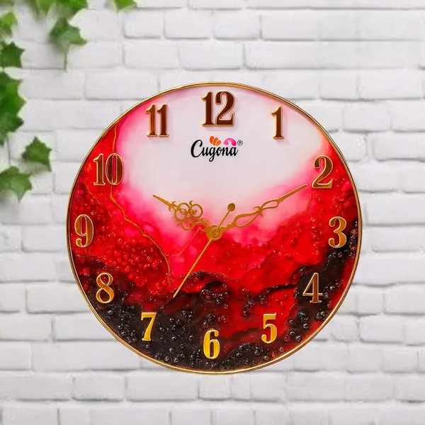 Premium_Resin_Wall_Clock_for_Home_12_inch,_Silent_Sweep_Movement,_Crystal_Stones,_Golden_Border,_Modern_red_Ocean_Wave_Design_Big_Wall_Clock_for_Living_Room_Hotel_Resin_Art_wal_Clock_Big_Size