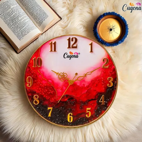 Premium_Resin_Wall_Clock_for_Home_12_inch,_Silent_Sweep_Movement,_Crystal_Stones,_Golden_Border,_Modern_red_Ocean_Wave_Design_Big_Wall_Clock_for_Living_Room_Hotel_Resin_Art_wal_Clock_Big_Size