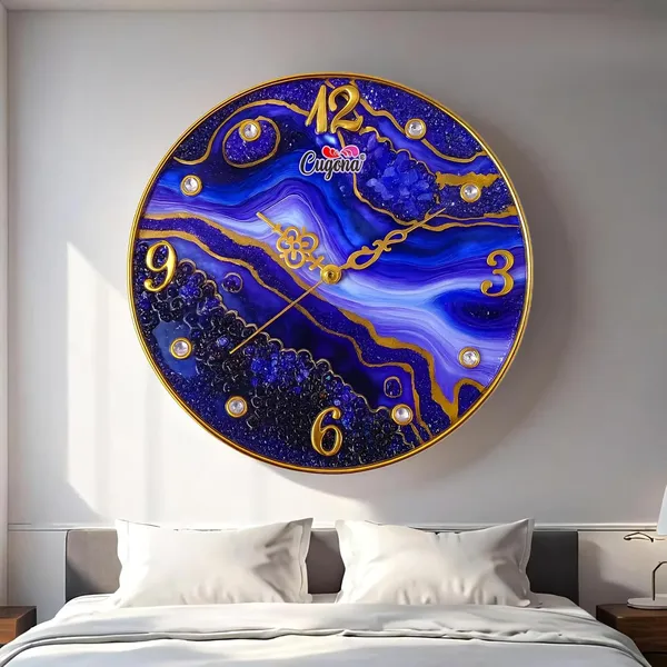 Premium_resin_Wall_Clock_for_home_12_inch_,_Silent_Sweep_Movement,_Crystal_Stones,_Golden_Border,_Modern_Purple_Ocean_Wave_Design_big_wall_clock_for_living_room_hotel_Resin_clock_for_living_room