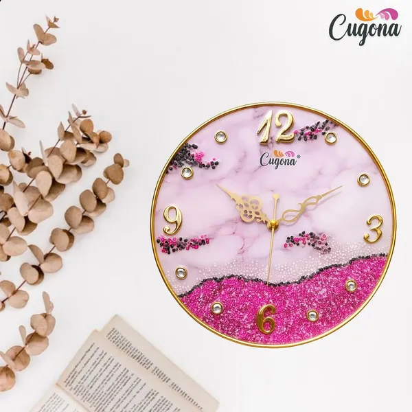 Premium_resin_Wall_Clock_for_home_12_inch_Crystal_Stones,_Golden_Border,_Modern_crstyal_Ocean_Wave_Pink_Wall_Clock_big_size_for_Living_Room_Silent_Sweep_Movement_hotel_Resin_clock_for_living_room