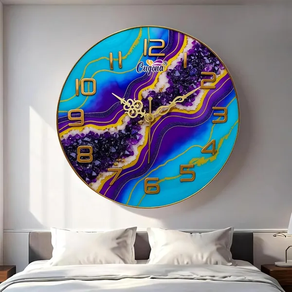 Premium_resin_Wall_Clock_for_home_12_inch_,_Silent_Sweep_Movement,_Crystal_Stones,_Golden_Border,_Modern_crstyal_Ocean_Wave_Design_big_wall_clock_for_living_room_hotel_Resin_clock_for_living_room