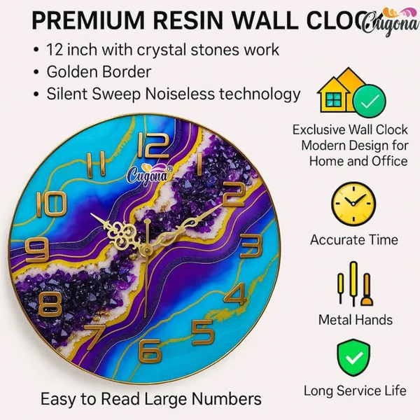 Premium_resin_Wall_Clock_for_home_12_inch_,_Silent_Sweep_Movement,_Crystal_Stones,_Golden_Border,_Modern_crstyal_Ocean_Wave_Design_big_wall_clock_for_living_room_hotel_Resin_clock_for_living_room