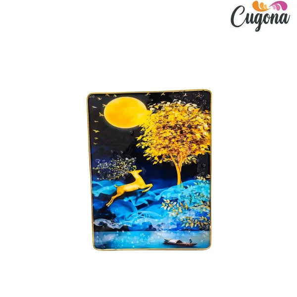3D_Golden_Deer_Crystal_Photo_Frame__13x10_Inch_Wall_Art_with_Golden_Frame_&_Epoxy_Resin_Coating_for_Home,_Office_&_Hotels