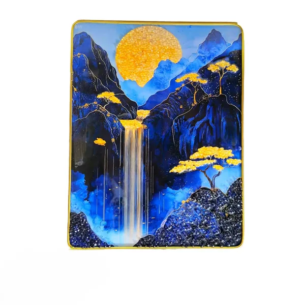 Waterfall_Wall_scenery_photo_frame_Crystal_stone_with_golden_frame_-_epoxy_resin_Coated_13x10_inch_for_Living_Room,_Office,_Hotels,_bedroom_painting_for_wall_decoration_with_golden_crystal