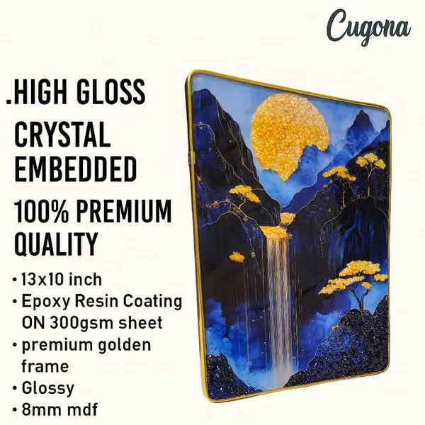 Waterfall_Wall_scenery_photo_frame_Crystal_stone_with_golden_frame_-_epoxy_resin_Coated_13x10_inch_for_Living_Room,_Office,_Hotels,_bedroom_painting_for_wall_decoration_with_golden_crystal