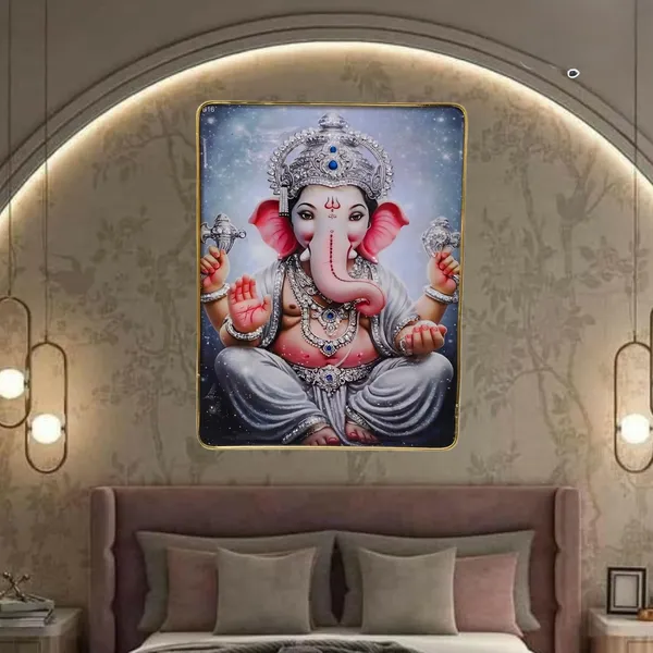 ganesh_photo_frame_with_crystal_with_golden_frame_-_epoxy_resin_Coated_13x10inch_ganesh_photo_frame_big_size_crystal_for_Living_Room,_Office,_Hotels,_Home_Decorative_Framed_vinayaka_(Lord_of_the_multitudes)_wall_painting_wall_decor_frame