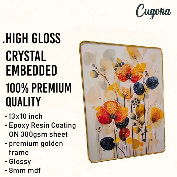 Colourfull_Flower_Scenery_Wall_photo_frame_crystal_13x10_inch_with_golden_border-_Luxury_epoxy_Resin_coated_|_Painting_for_Wall_Decor_|_photo_frame_for_living_room_|_3D_Resin_Flower_Painting