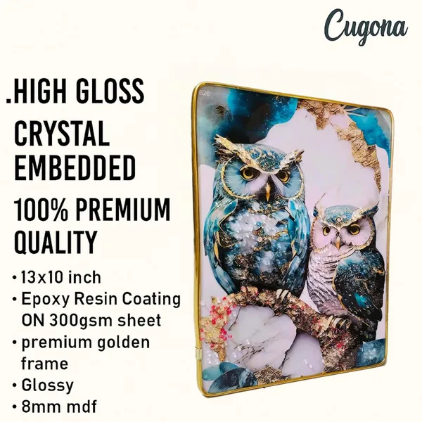 Sky_Blue_Owl_wall_photo_frame_crystal_13x10_inch_with_golden_border-_Luxury_epoxy_Resin_coated_|_Painting_for_Wall_Decor_|_photo_frame_for_living_room_|_scenery_for_Wall_decoration