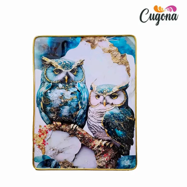 Sky_Blue_Owl_wall_photo_frame_crystal_13x10_inch_with_golden_border-_Luxury_epoxy_Resin_coated_|_Painting_for_Wall_Decor_|_photo_frame_for_living_room_|_scenery_for_Wall_decoration