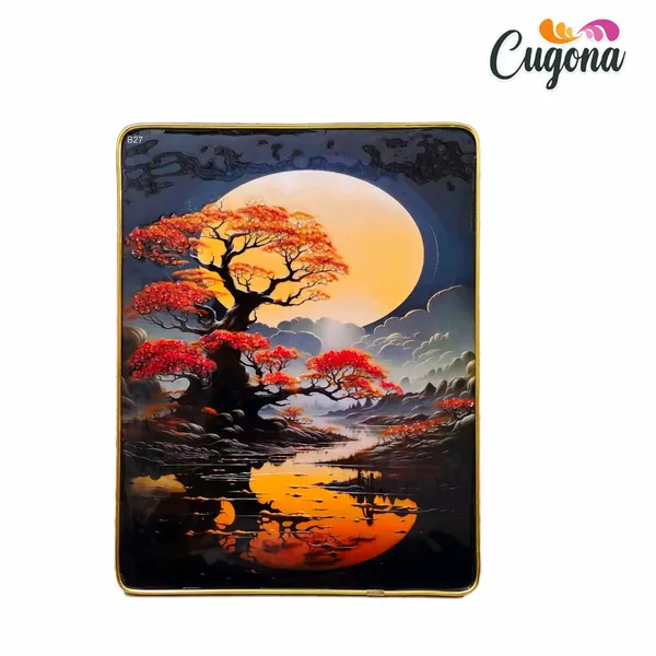 Tree_Red_Leaf_Moonlight_Crystal_Wall_Photo_Frame__13x10_Inch_Epoxy_Resin_Coated_Art_with_Golden_Border_|_Big_Size_Modern_Wall_Decor_Painting_for_Living_Room_&_Home_Decoration