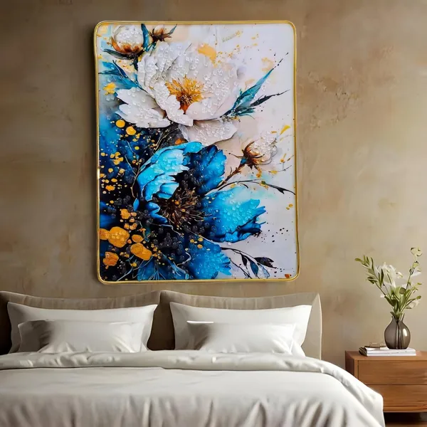 Sky_Blue_Flower_scenery_photo_frame_crystal_13x10_inch_with_golden_border_-_wall_decor_photo_frames_modern_art_for_living_room_-_epoxy_resin_Coated_|_Luxury_wall_Frame_decor_painting_for_wall_decoration