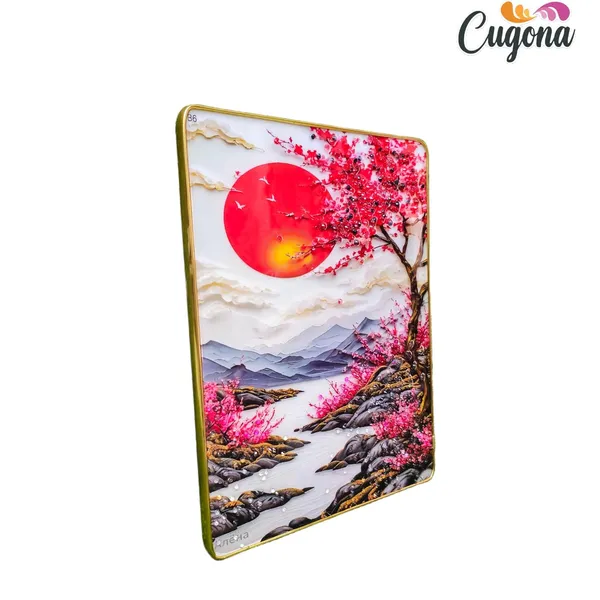 scenery_photo_frame_crystal_13x10_inch_with_golden_border-_Mountains,_Fantasy_River_Scene_Wall_Decor_photo_frame_-_wall_decor_photo_frames_modern_art_for_living_room_-_epoxy_resin_Coated_|_Luxury_wall_Frame_Frame_wall_decor_big_size_painting_for_wall_decoration