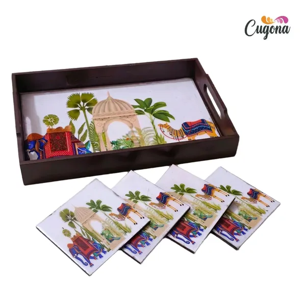 Wooden_Serving_Tray_with_Coaster_Set_4_Epoxy_Resin_Coating_12x8_Inch_Rectangular_Tray,_Glossy_Finish,_Lightweight_Multipurpose_for_Serving,_Organizing_Wooden_Tray_for_Serve_with_Tea_Coaster._(Camel)