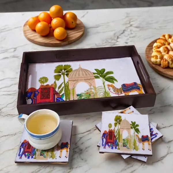 Wooden_Serving_Tray_with_Coaster_Set_4_Epoxy_Resin_Coating_12x8_Inch_Rectangular_Tray,_Glossy_Finish,_Lightweight_Multipurpose_for_Serving,_Organizing_Wooden_Tray_for_Serve_with_Tea_Coaster._(Camel)